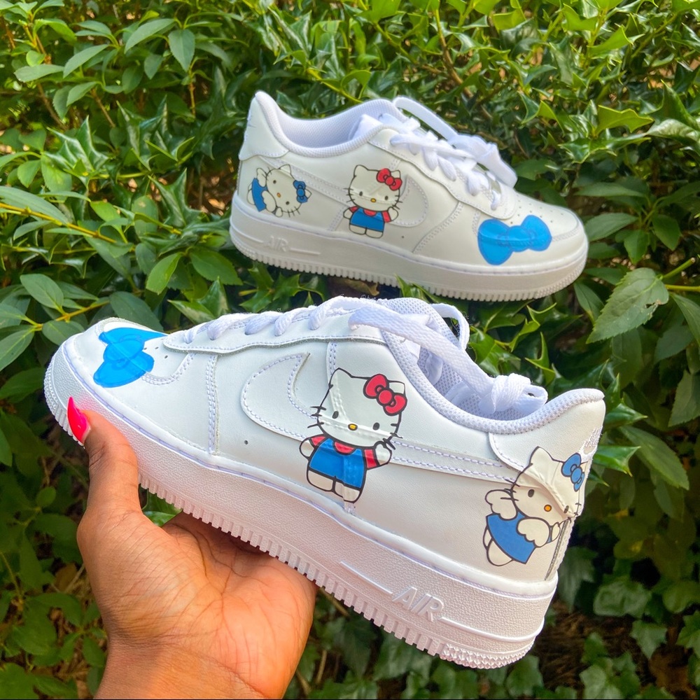 Blue Hello Kitty custom Air Force 1s